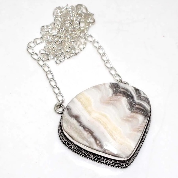 Earth Art hand crafted artisan Jewelry - Zebra Calcite pendant
